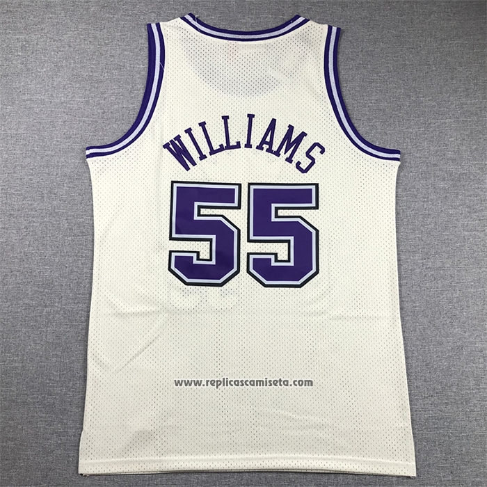 Camiseta Sacramento Kings Jason Williams #55 Mitchell & Ness Chainstitch Crema